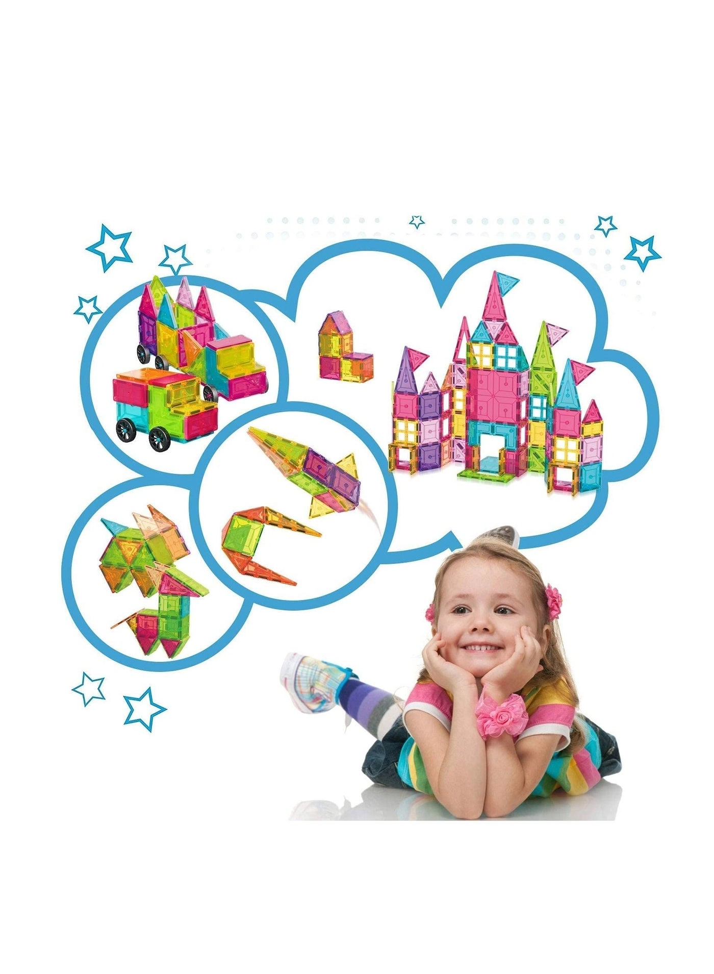 3D Star Magnetic Tiles - 182 PCs