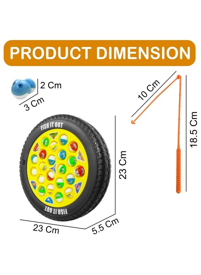 Fishing Game - 21 Fish 4 Fishing Poles Rotating Board Music On/Off Switch