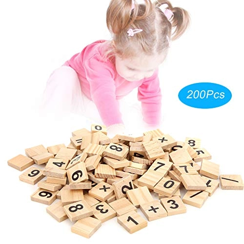 Wood Number Tiles - 18 months and up 200 pieces