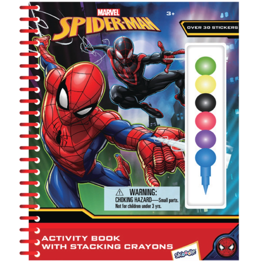 Marvel Spider Man Activity Book - 6 stacking crayons 20 coloring pages Ages 3+