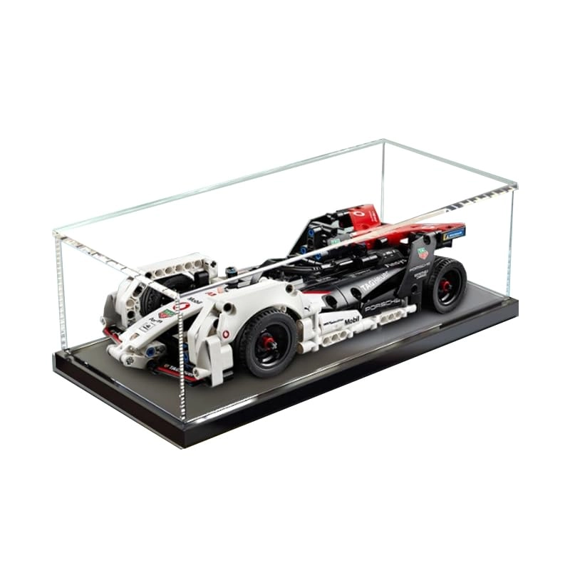 HCAEIOFJ Acrylic Display Case - Compatible with Lego 42137 Transparent Black Bottom 13.77"L x5.90"W x3.93"H