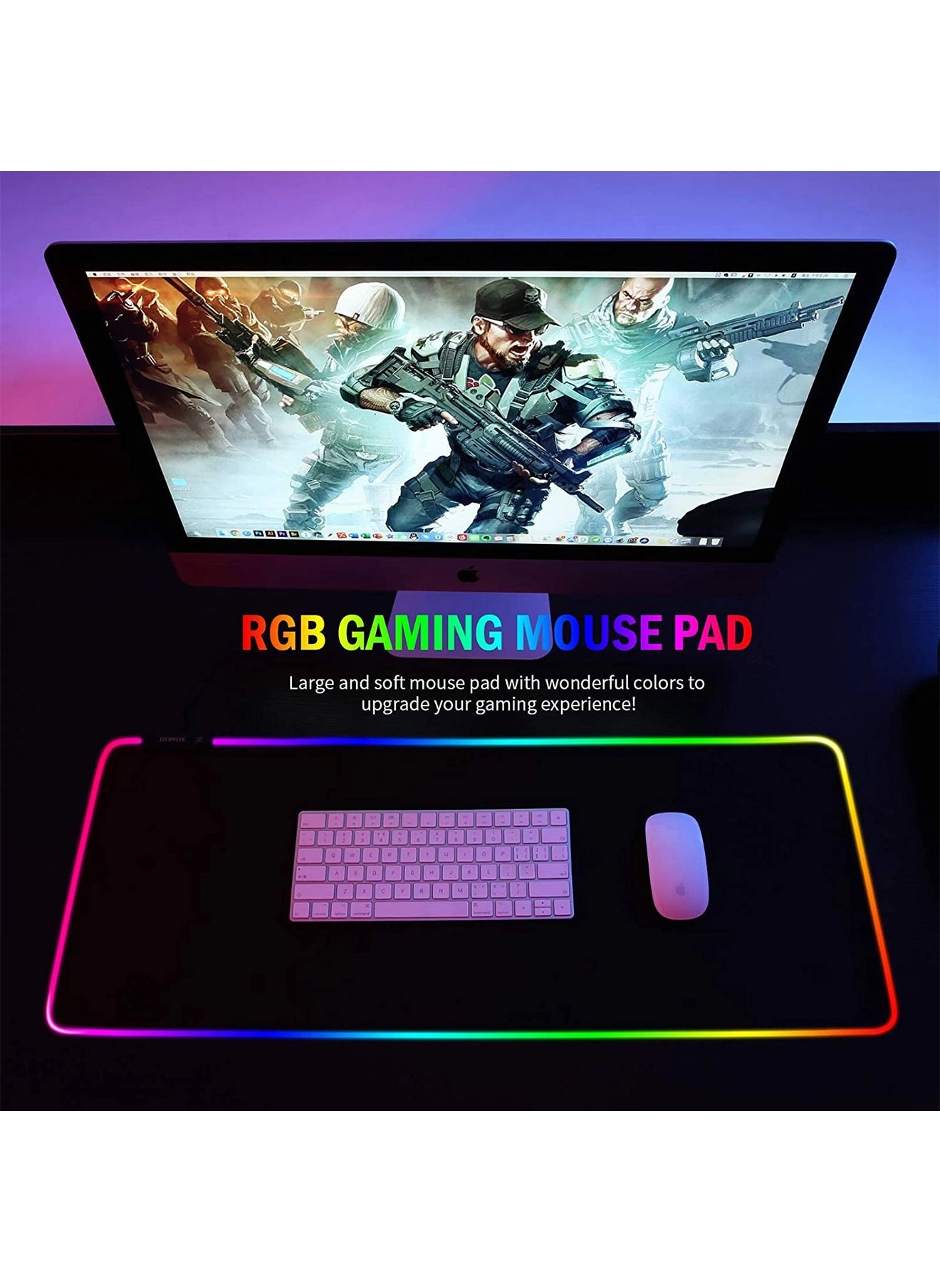 RGB Large Superfine Fiber Braided Gaming Mouse Pad