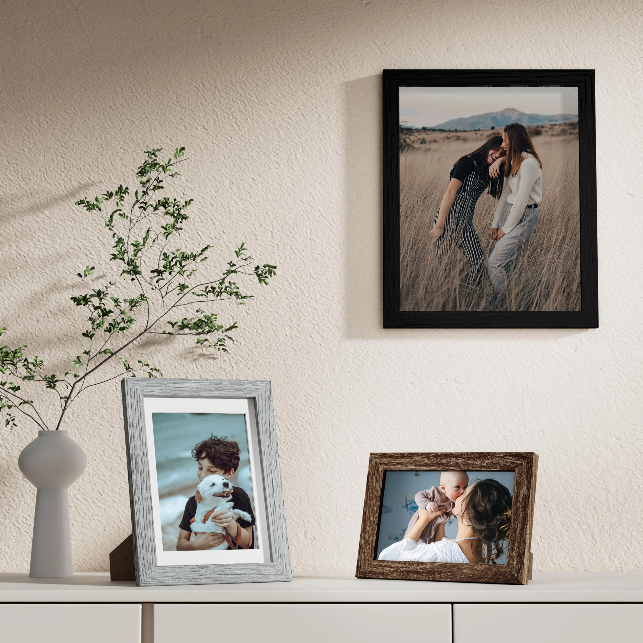 Picture Frames Set - 10 Pack Rustic Grey