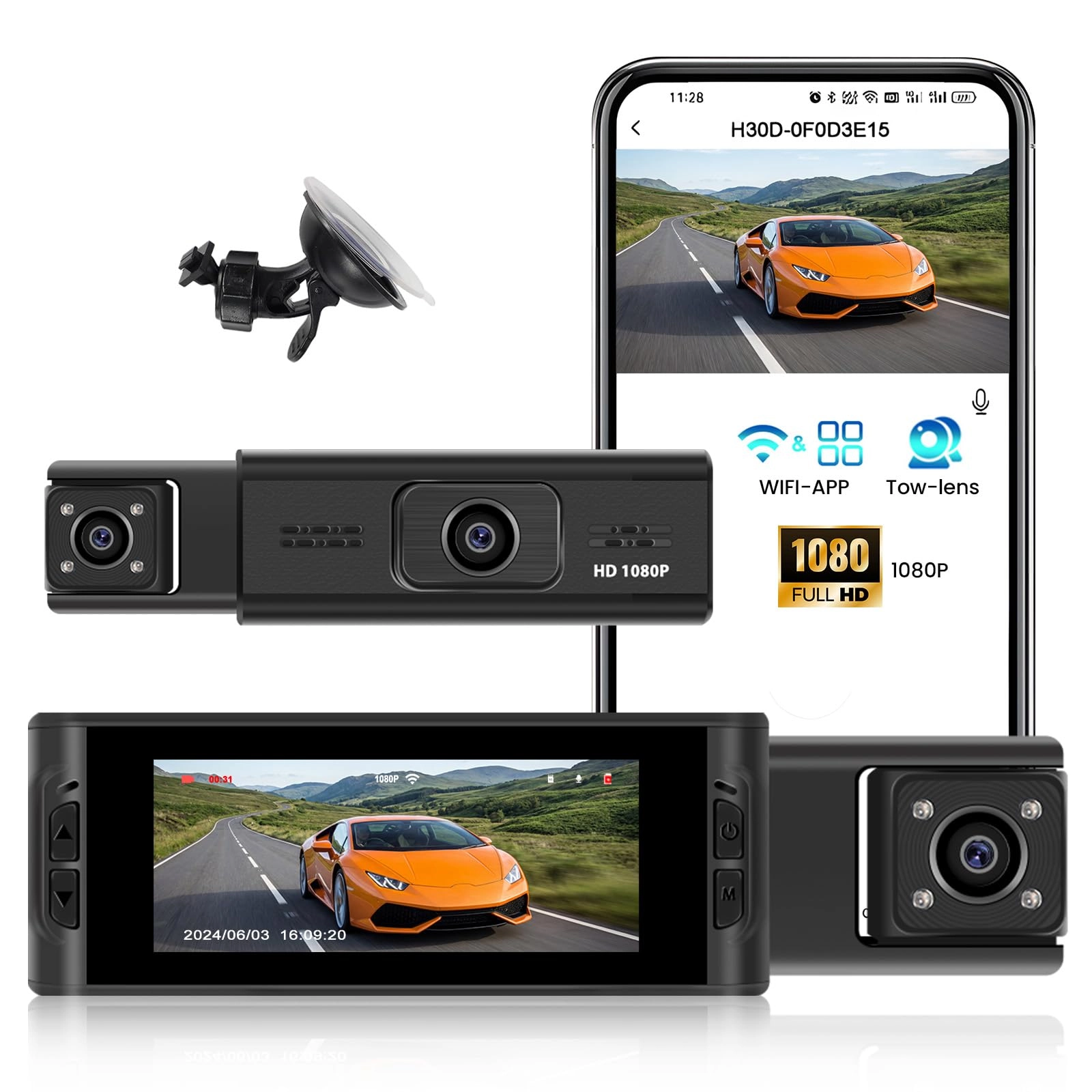 CAMECHO Dash Cam - 1080P 30FPS