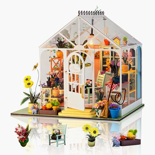 Miniature DIY Dollhouse Kit - White Flower House