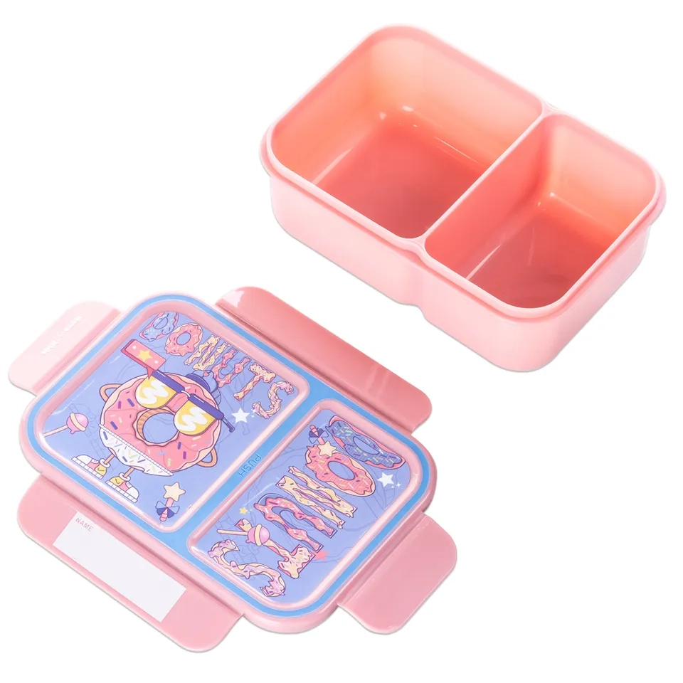 2 Compartment Bento Lunch Box - Donut Pink 1300ml