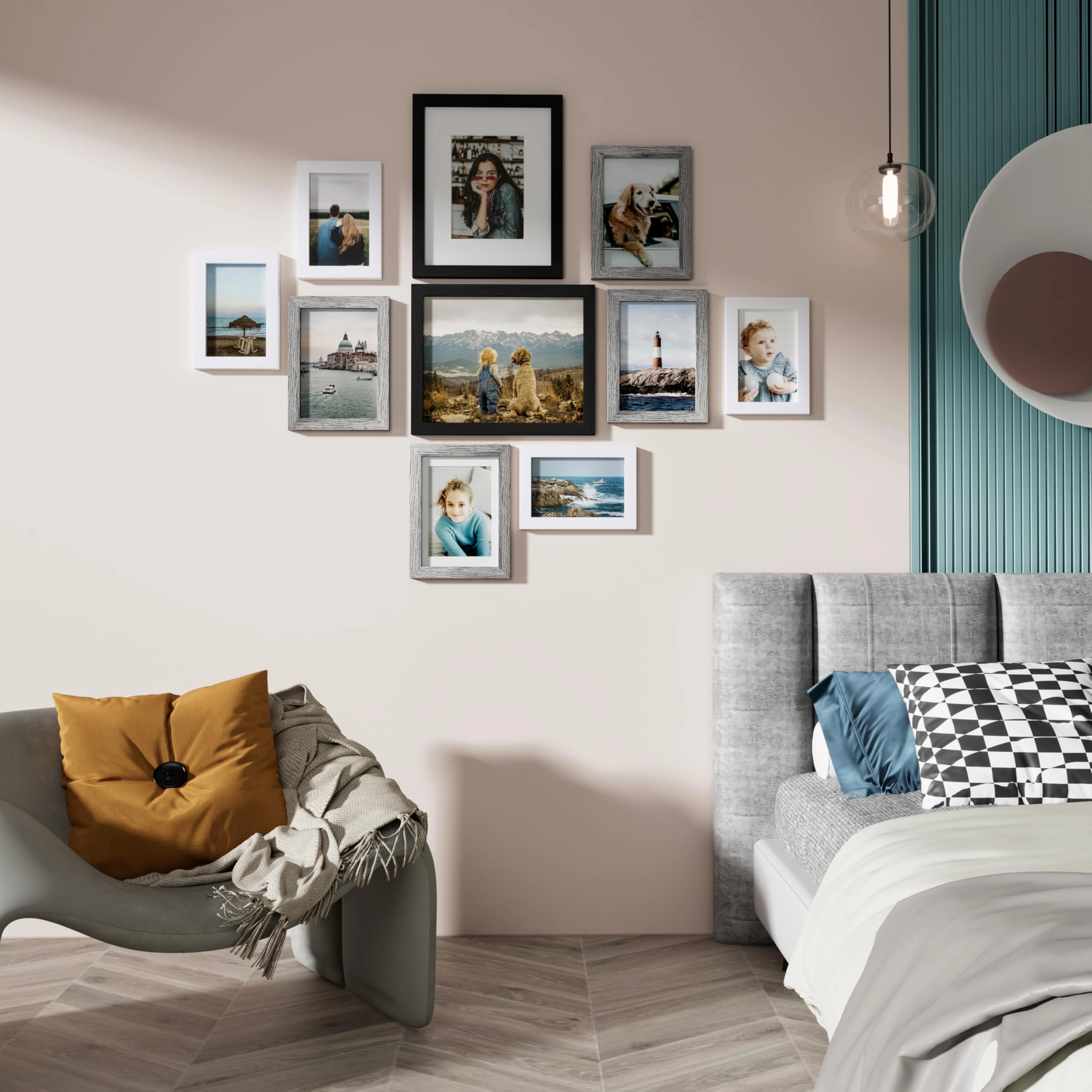 Picture Frames Set - 10 Pack Rustic Grey