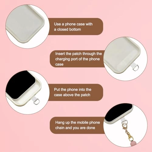 Beaded Phone Bracelet Strap - 2 Pcs Patches Black