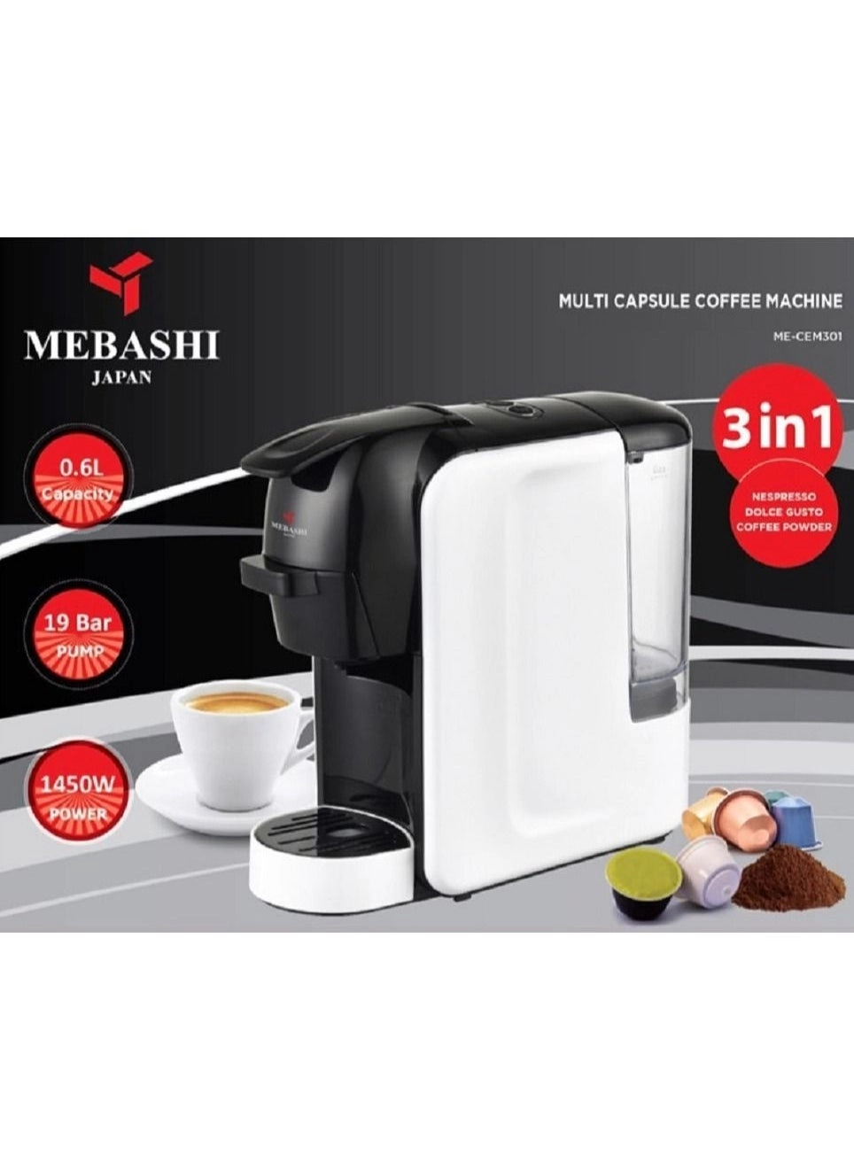 3-in-1 Multi Capsule Coffee Machine CEM301