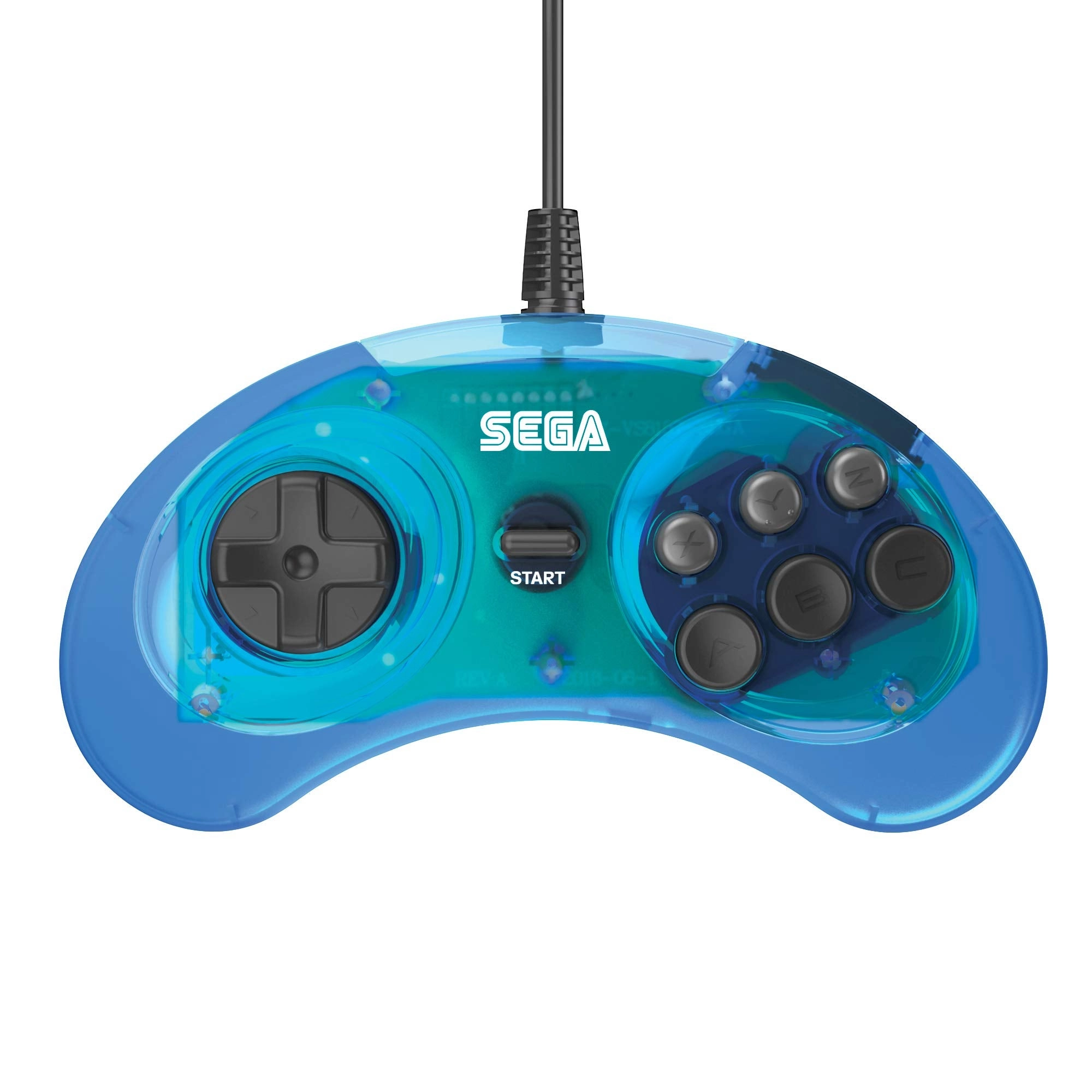 Sega Genesis USB Controller - Clear Blue Sega Genesis Mini PS3 PC Mac Steam Switch