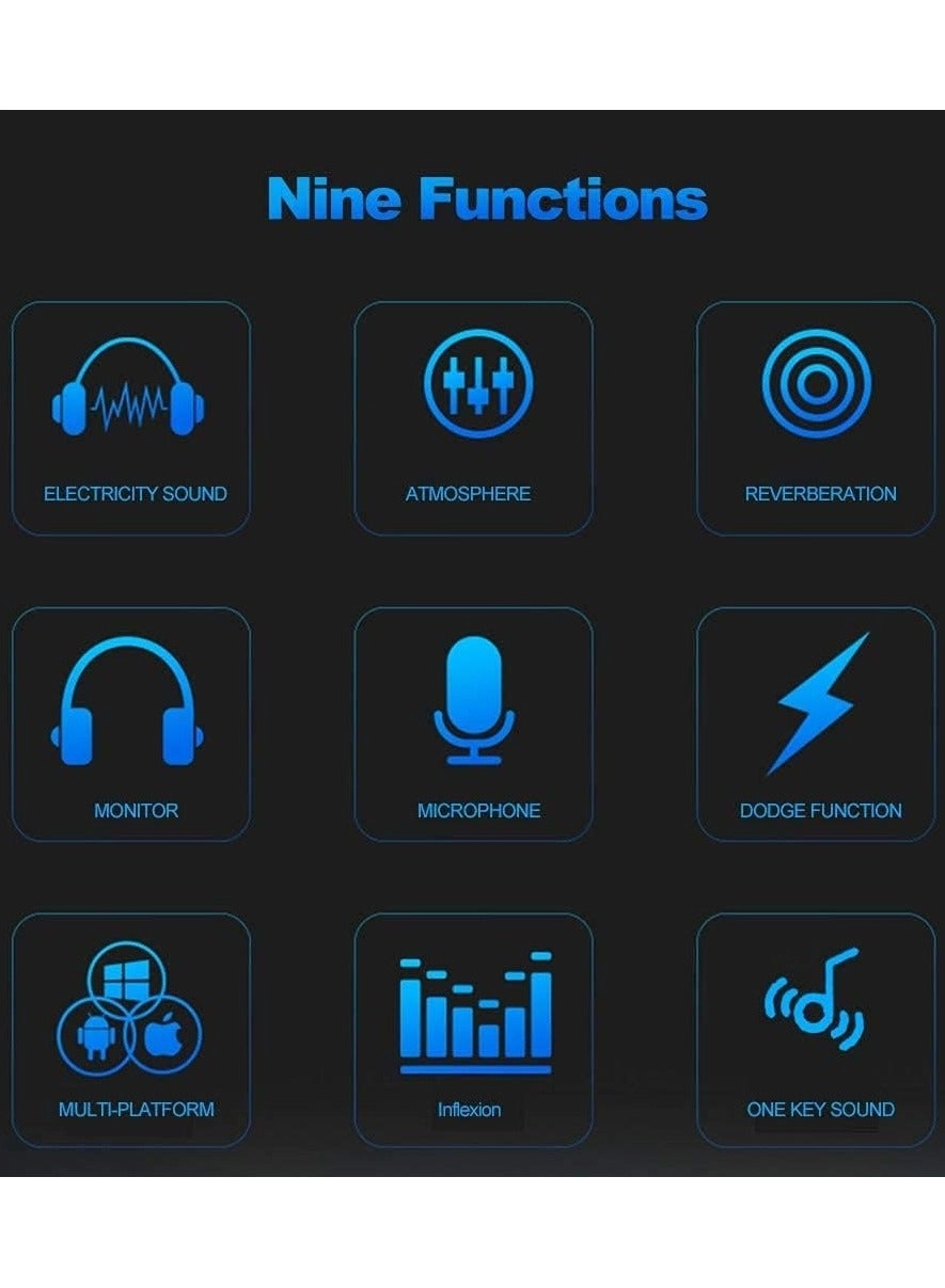 Condenser Microphone + V8S Live Sound Card Wireless+USB+3.5mm-Mini-Jack Microphone