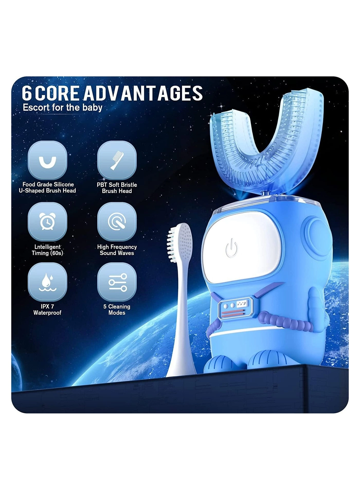 U-type toothbrush - 360-degree cleaning Rechargeable Ages 2-6