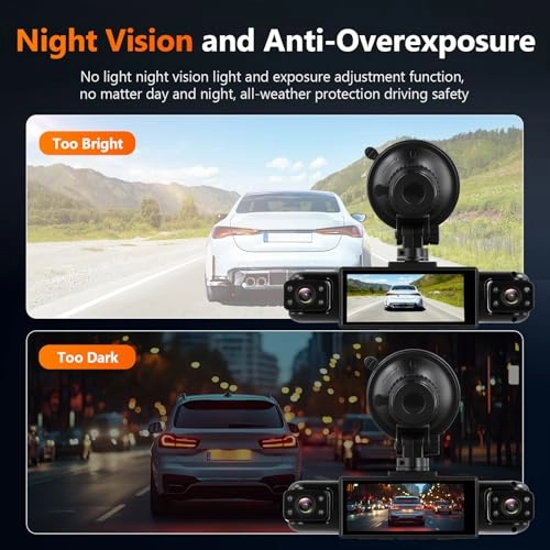 4 Channel Dash Cam Rear View Mirror - 1080P 30FPS + 64GB TF Card