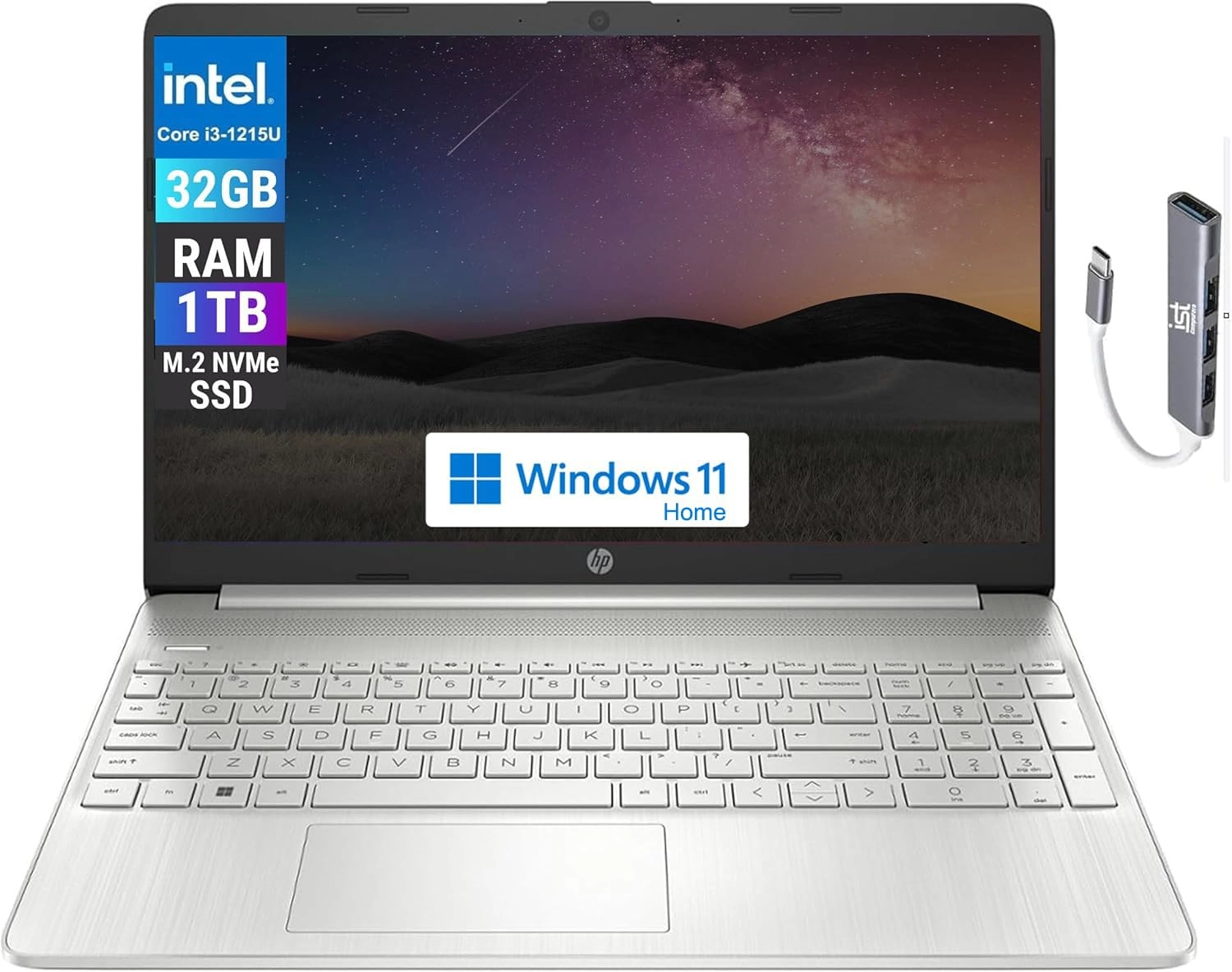 HP 15 laptop - 15.6'' Core i3-1215U 32GB DDR4 1TB SSD