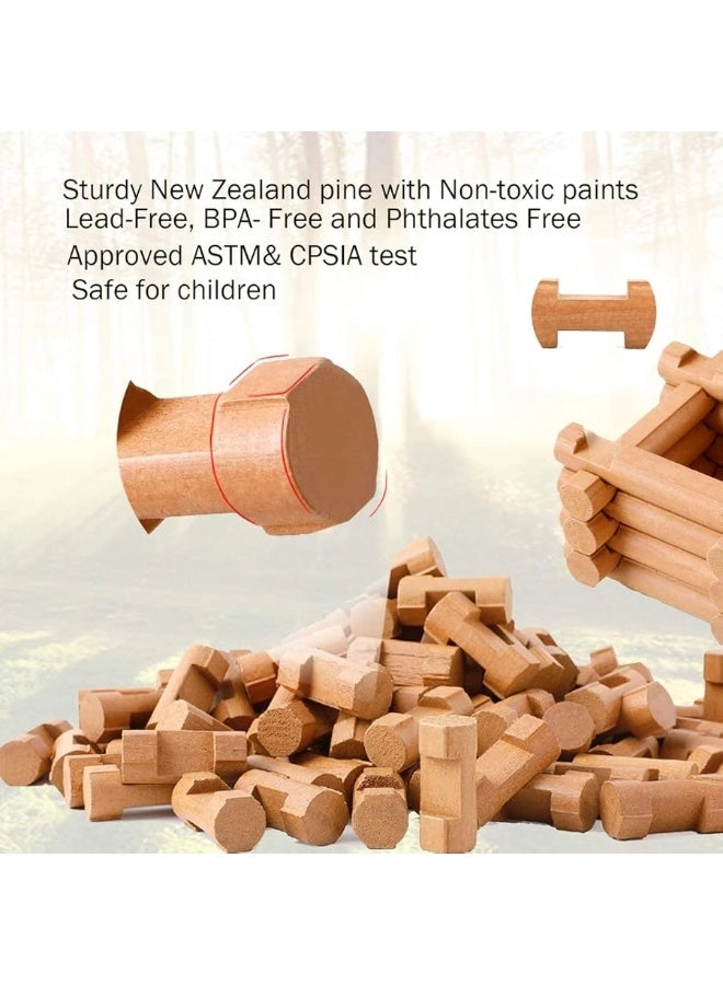Classic Building Log Toys - 170 PCS Wood Logs