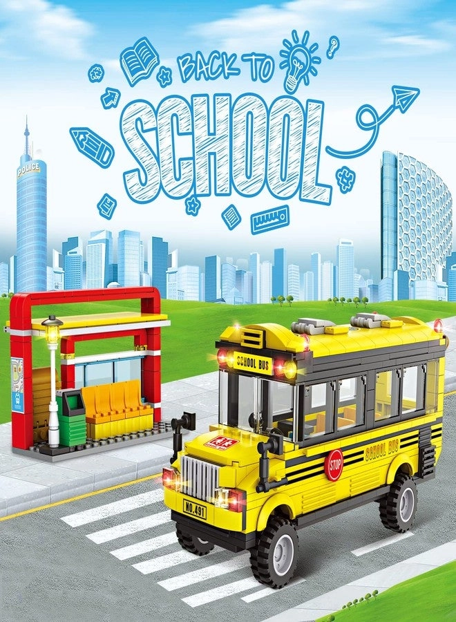 School Bus Building Blocks Set - 488 pcs