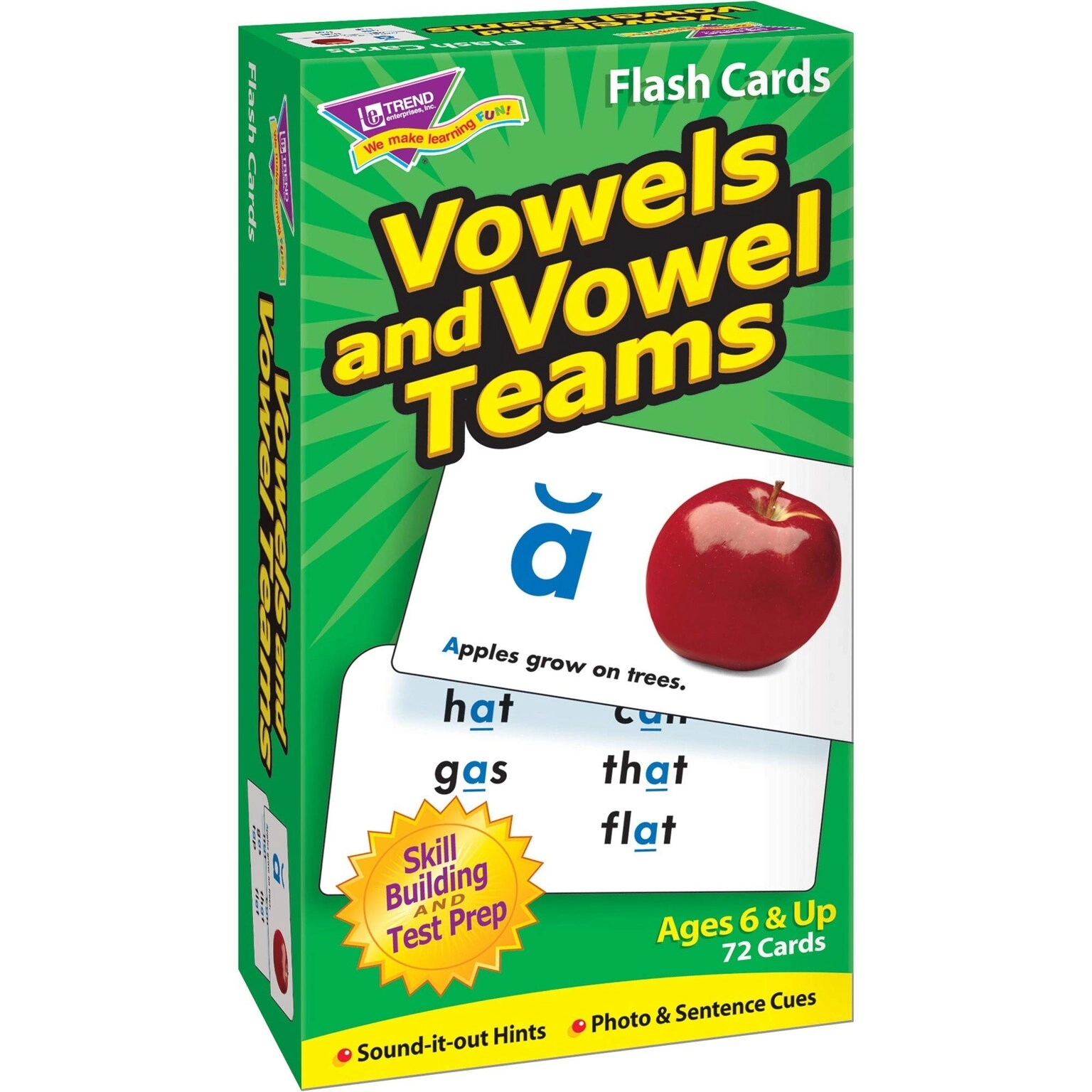 Trend Enterprises Vowels and Vowel Teams Skill Drill Flash Cards - Ages 6 and Up 72 pieces