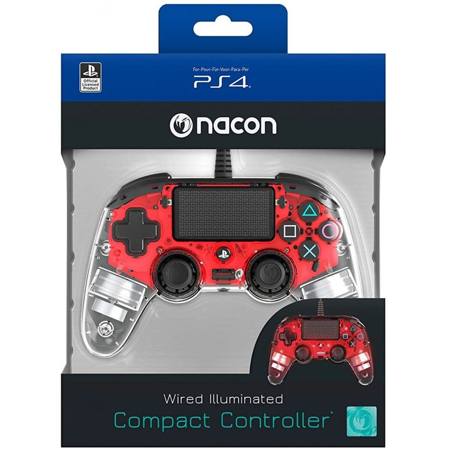 Wired Illuminated Compact Controller (PS4) Red
