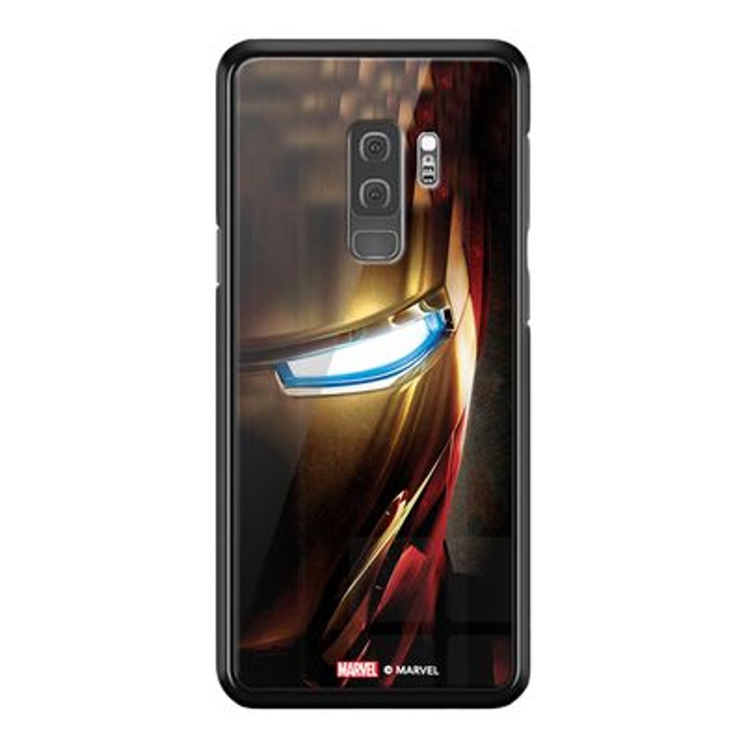 Wackylicious IronMan Half Profile Face Back Case for Galaxy S9 Plus - TPU Bumper Case + Tempered Glass Back