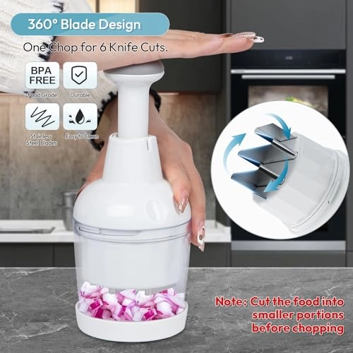 Food Chopper - Handheld Dishwasher-safe Pure White