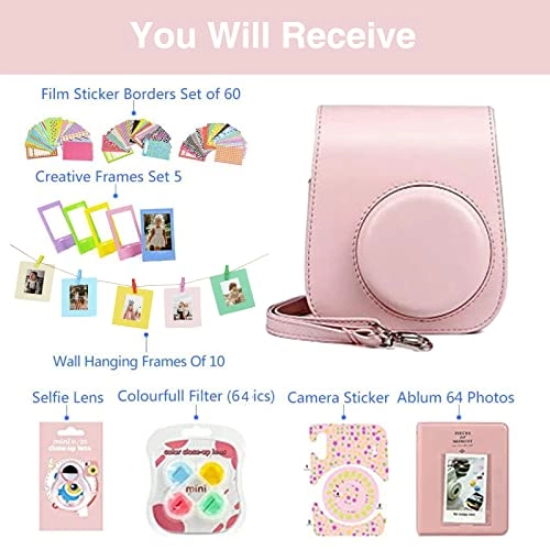 Case - Magic Pink + Adjustable strap + Photo album + Four-color filter + Frame sticker + Camera sticker + Selfie mirror