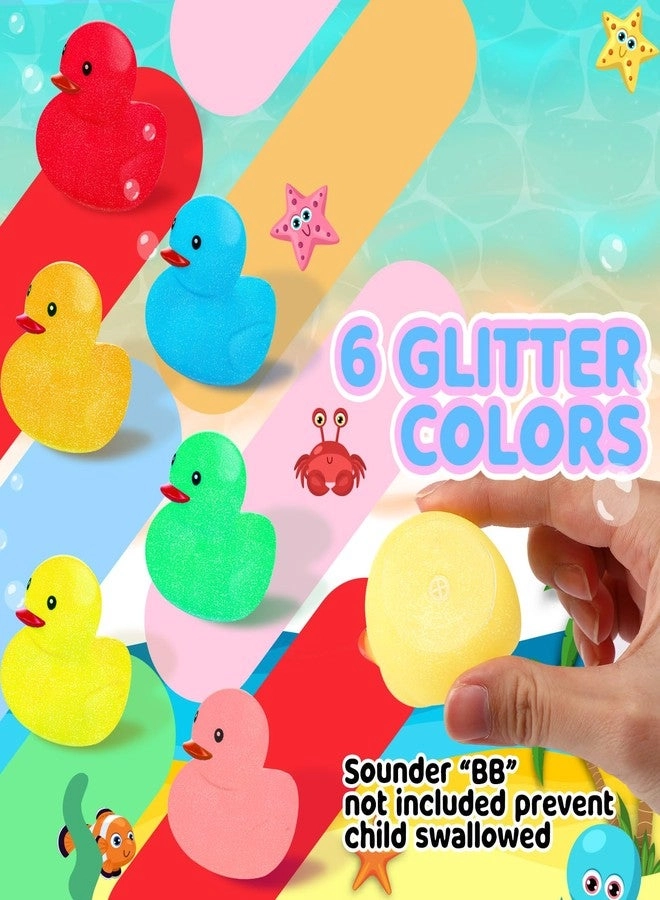 60 Pcs Glitter Rubber Ducks - 2" Colorful