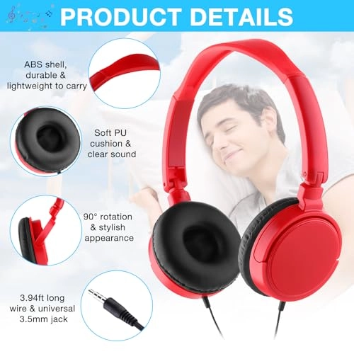 6 Pack Classroom Headphones Wired Headphone