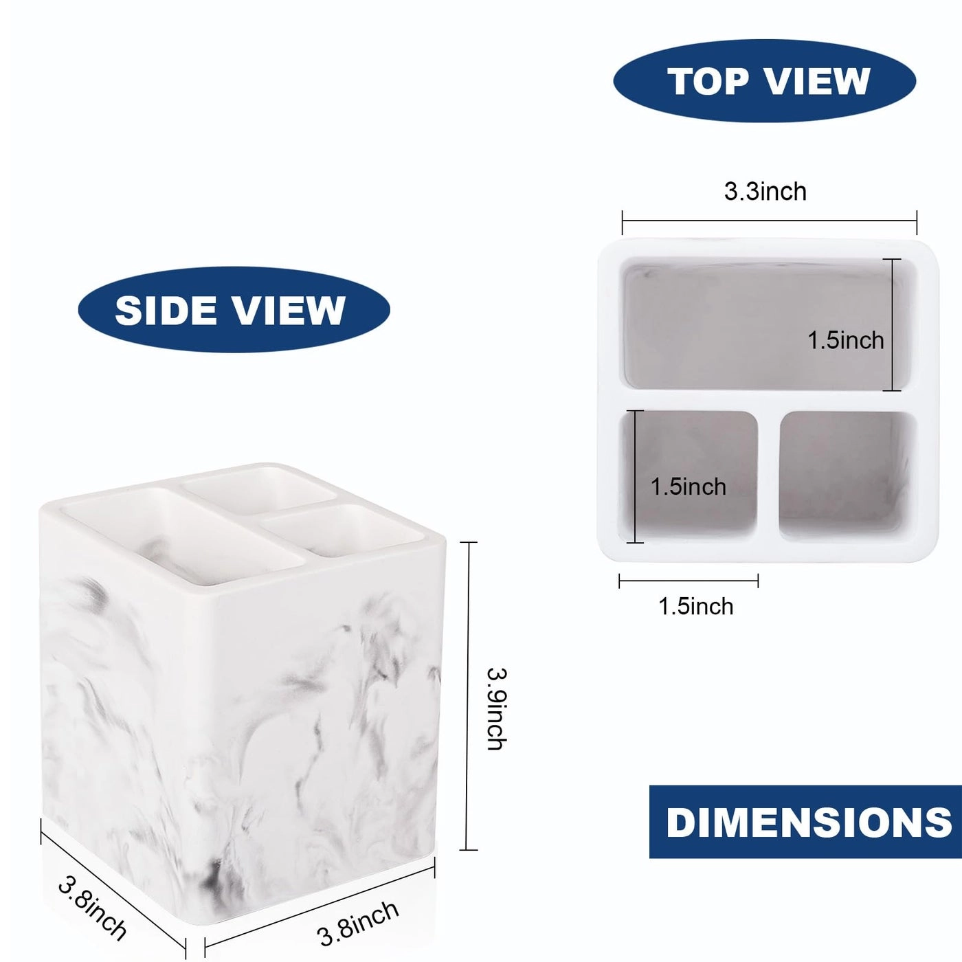 Diatomite Toothbrush Holder - Bathroom Countertop Shower Vanity 3 Slots