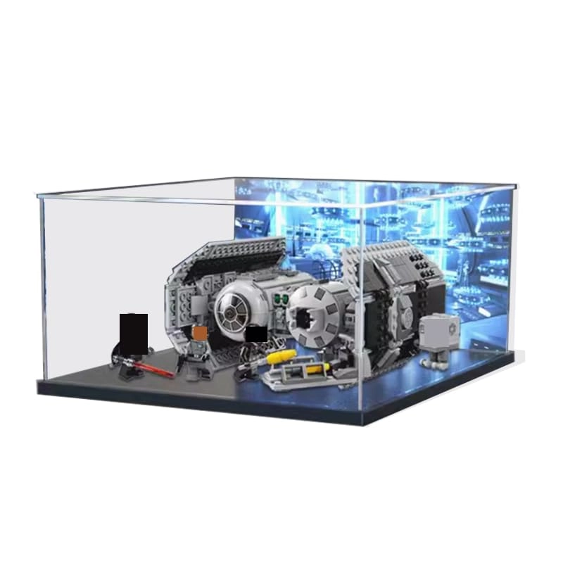 HCAEIOFJ Clear Acrylic Display Case - Black Bottom+background 9.84x9.84x5.90in.