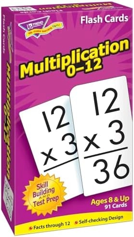 Trend Enterprises Skill Drill Multiplication 0 to 12 Flash Cards - 8 and up 91 pieces
