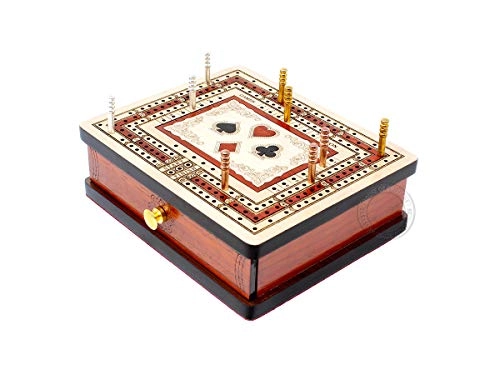 3 Track Non-Continuous Travel Cribbage Board - 60 Points White Maple Inlay Bloodwood