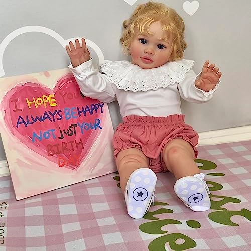 Reborn Baby Doll - 26 inch Weighted Blonde Curly Hair Ages 3+