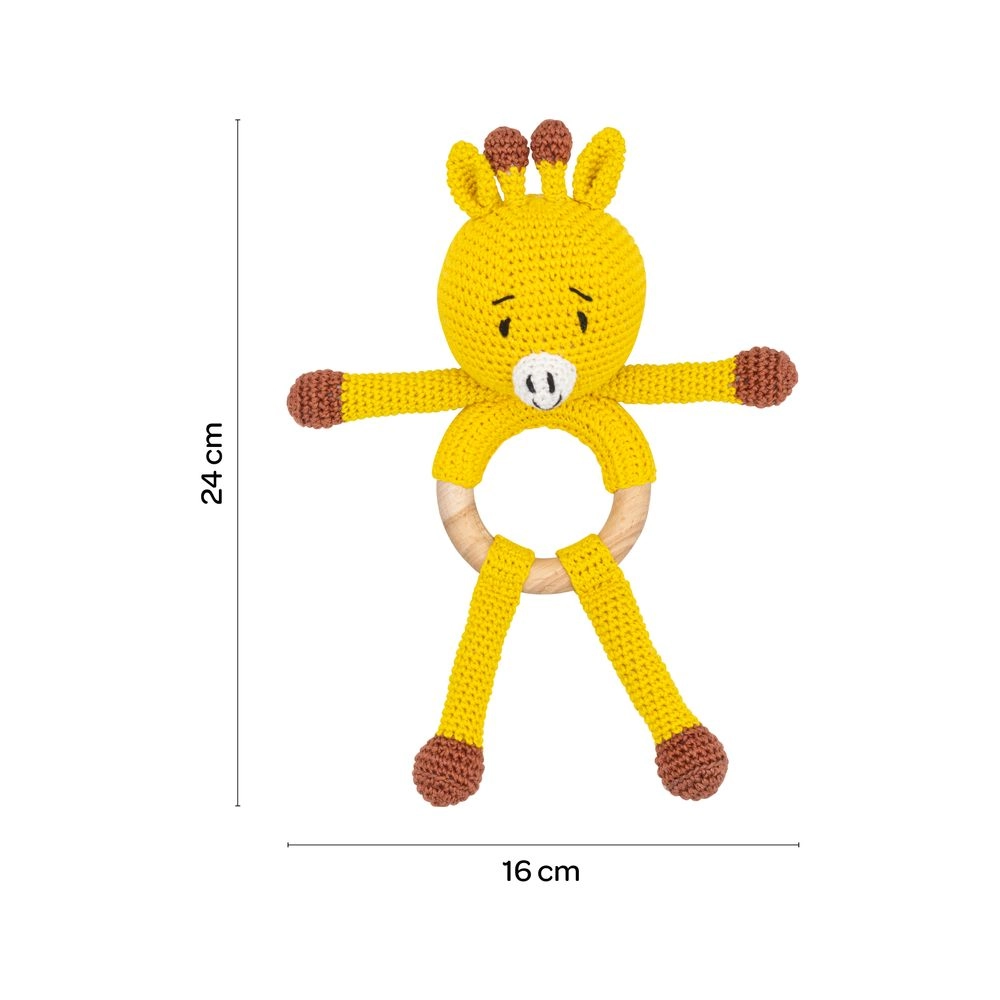 Handcrafted Crochet Toy With Teething Ring - premium cotton yarn