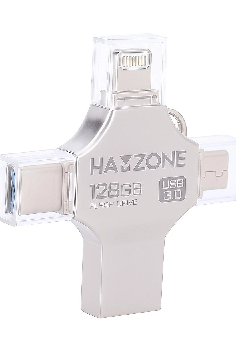 4-in-1 USB Flash Drive - Lightning Type-C USB3.0 128GB
