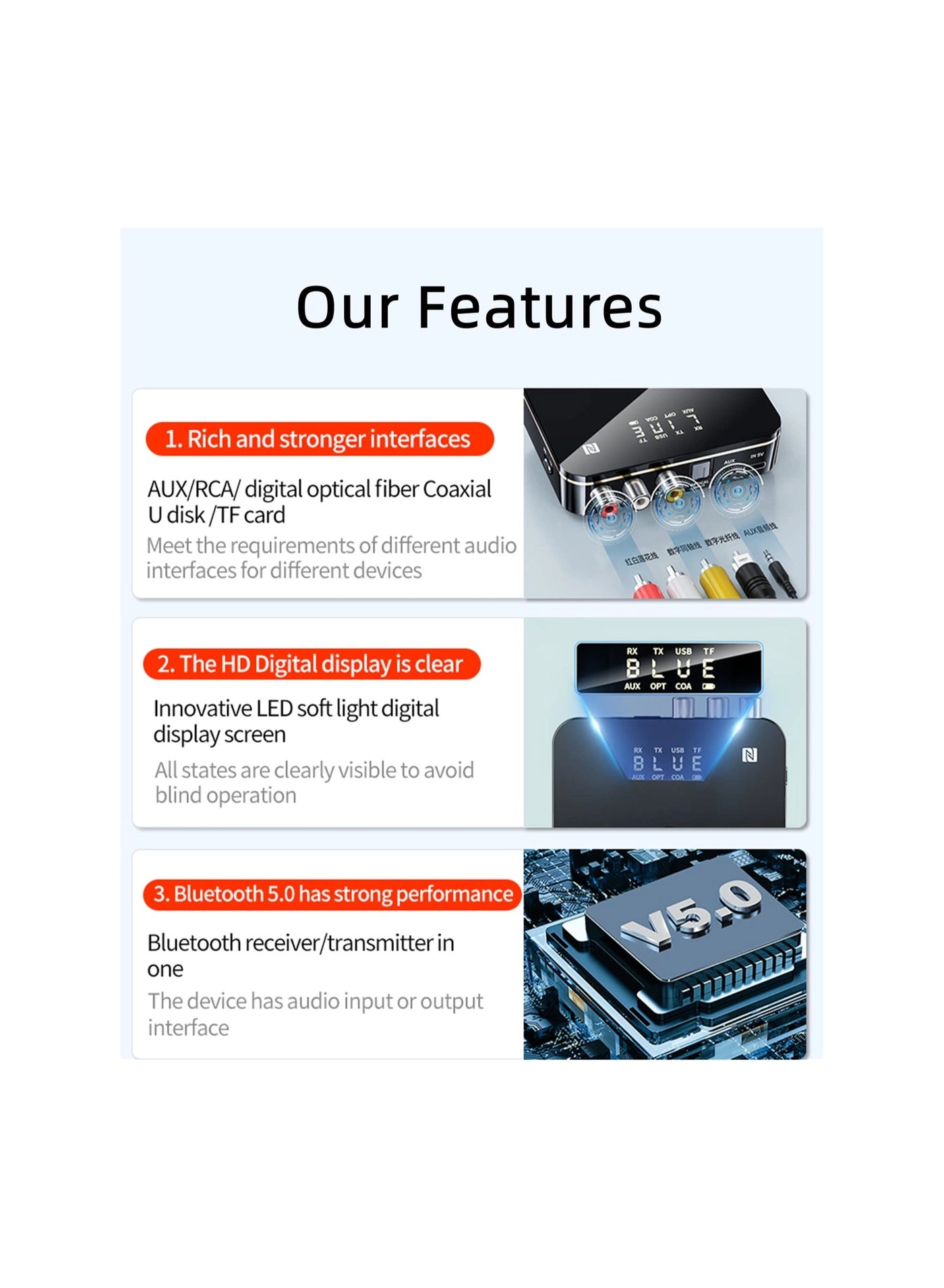 Bluetooth Transmitter and Receiver - Bluetooth 5.0 USB Battery