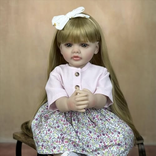 Reborn Baby Doll - 55cm 22inch Vinyl Blonde Long Hair
