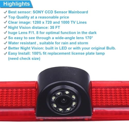 Reversing Camera + LCD Colour Display Monitor - Night vision AHD video signal or CVBS signal 1280 x 720 pixels