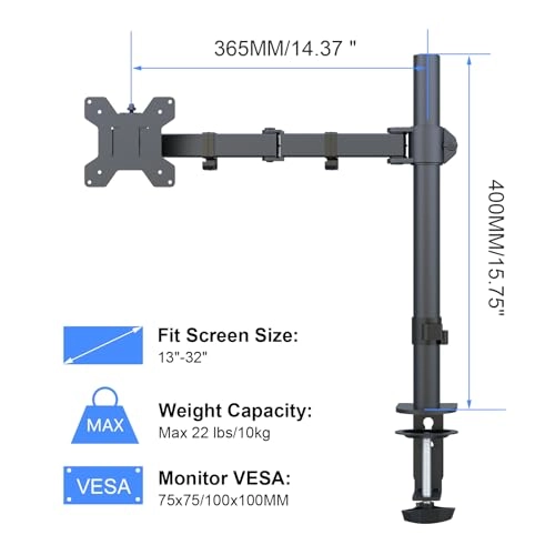 Single Head and Plate Vesa Pole Mount Bracket - 1 27inch 75x75mm 100x100mm