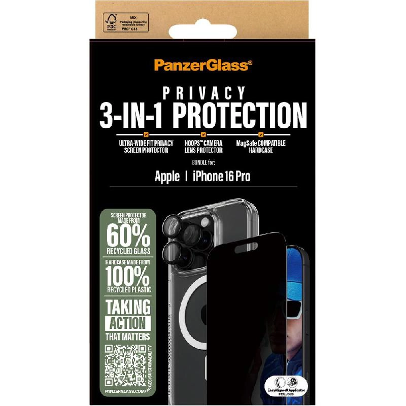 Hard MagSafe Case + Privacy Screen Protector + Hoops Camera Lens Protector for iPhone 17