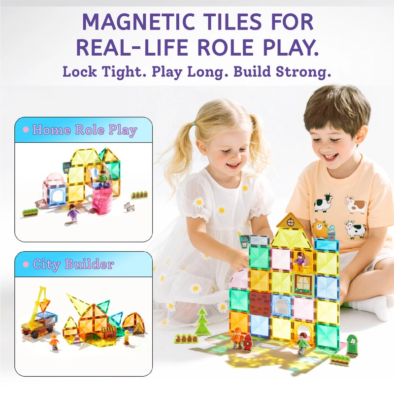 Colorful Magnetic Tiles - 32 pcs Family Time