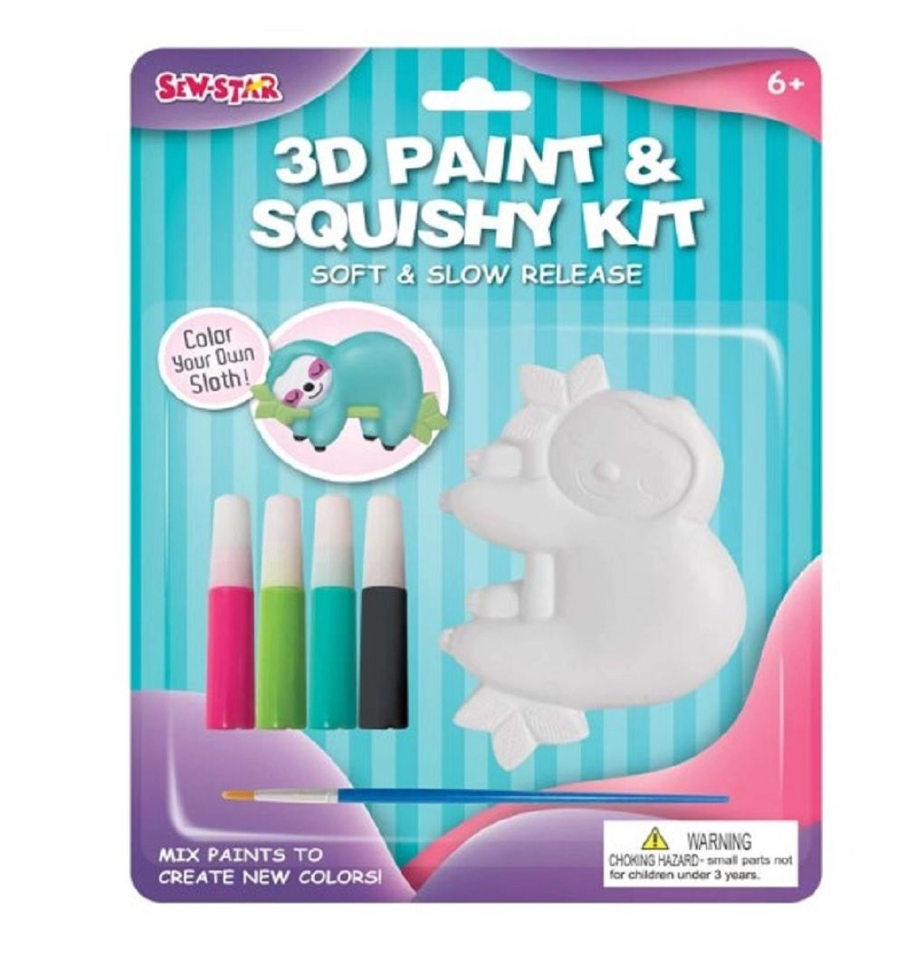 Sew Star 3D Paint And Squishy Kit - Sloth - 6+ years