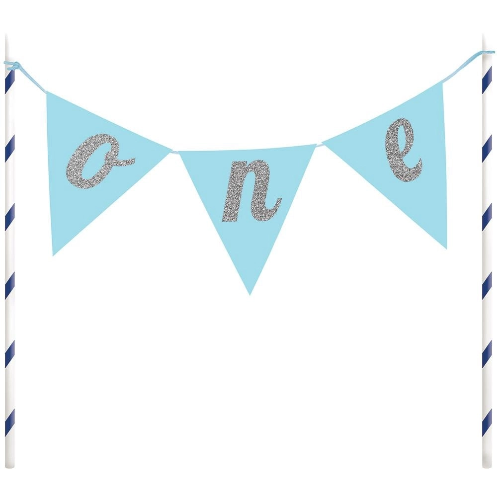 Party Zone One Pennant Cake Topper - 1pcs 1st Bday