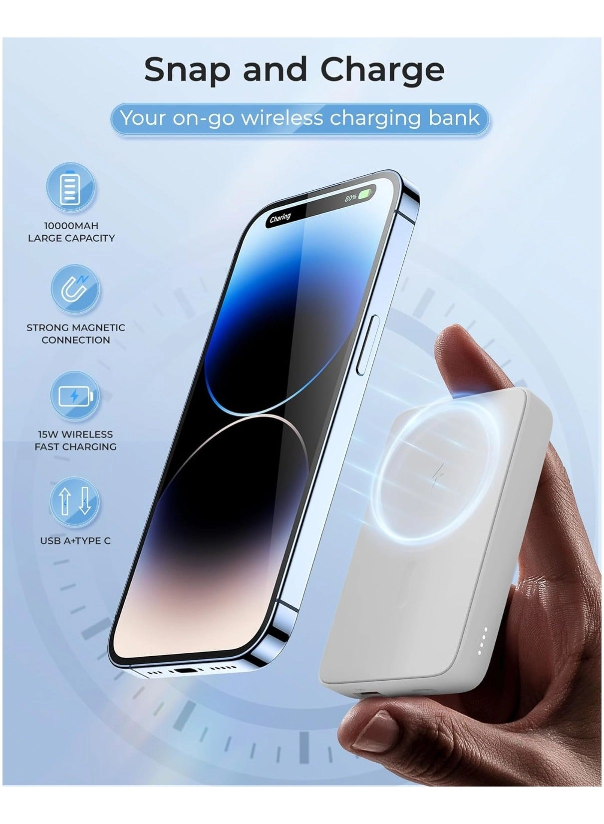 Magnetic Power Bank - 10000 mAh 20W Fast-Charging Magsafe Compatibility