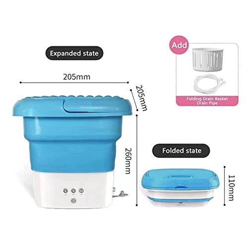 Blue Washing Machine, Mini Folding Washing Machine Combo with Small Collapsible Drain Basket UK Plug
