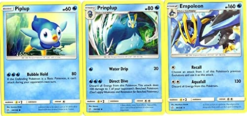 Empoleon 56/236 - Sun Moon Cosmic Eclipse - Evolution Card Lot - Prinplup Piplup - 3pcs