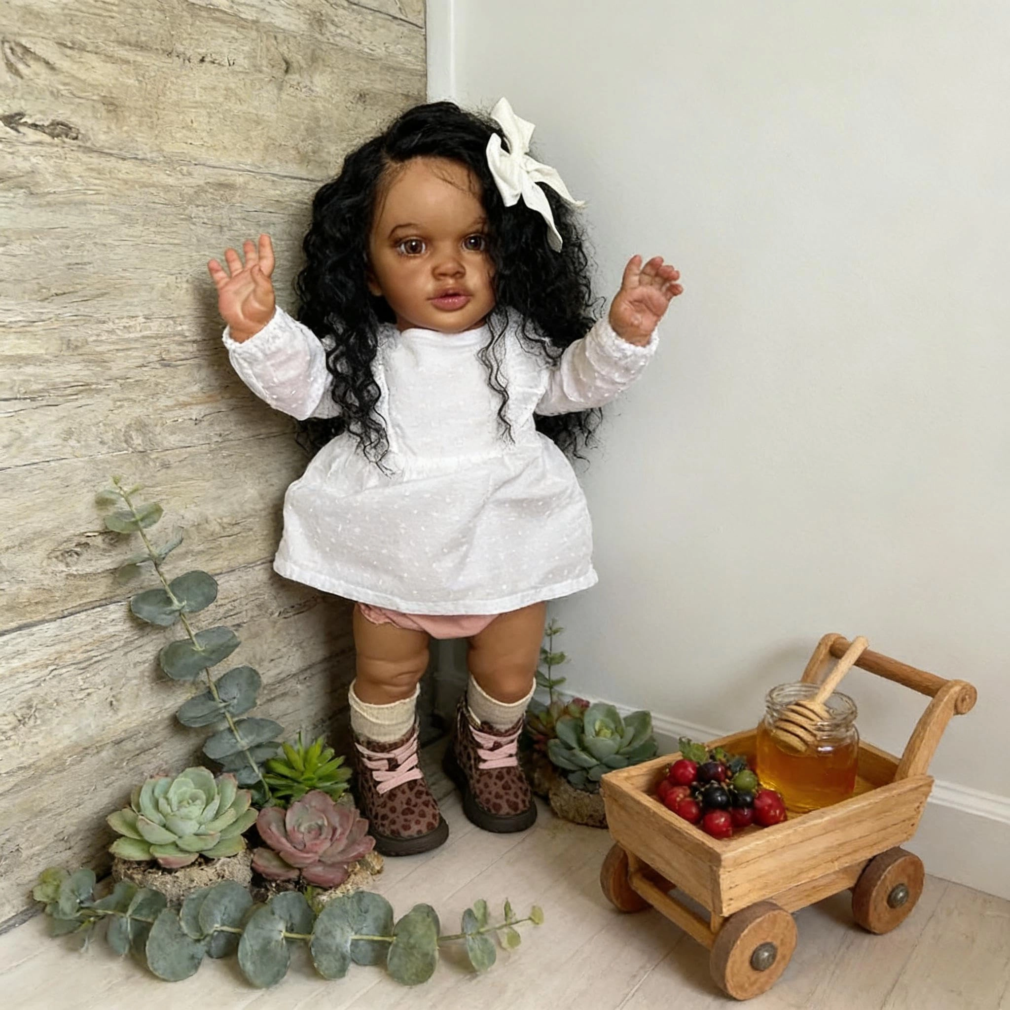 Pippa Reborn Baby Doll - 26 inch Cotton Vinyl Hand-rooted Curly Hair Ages 3+