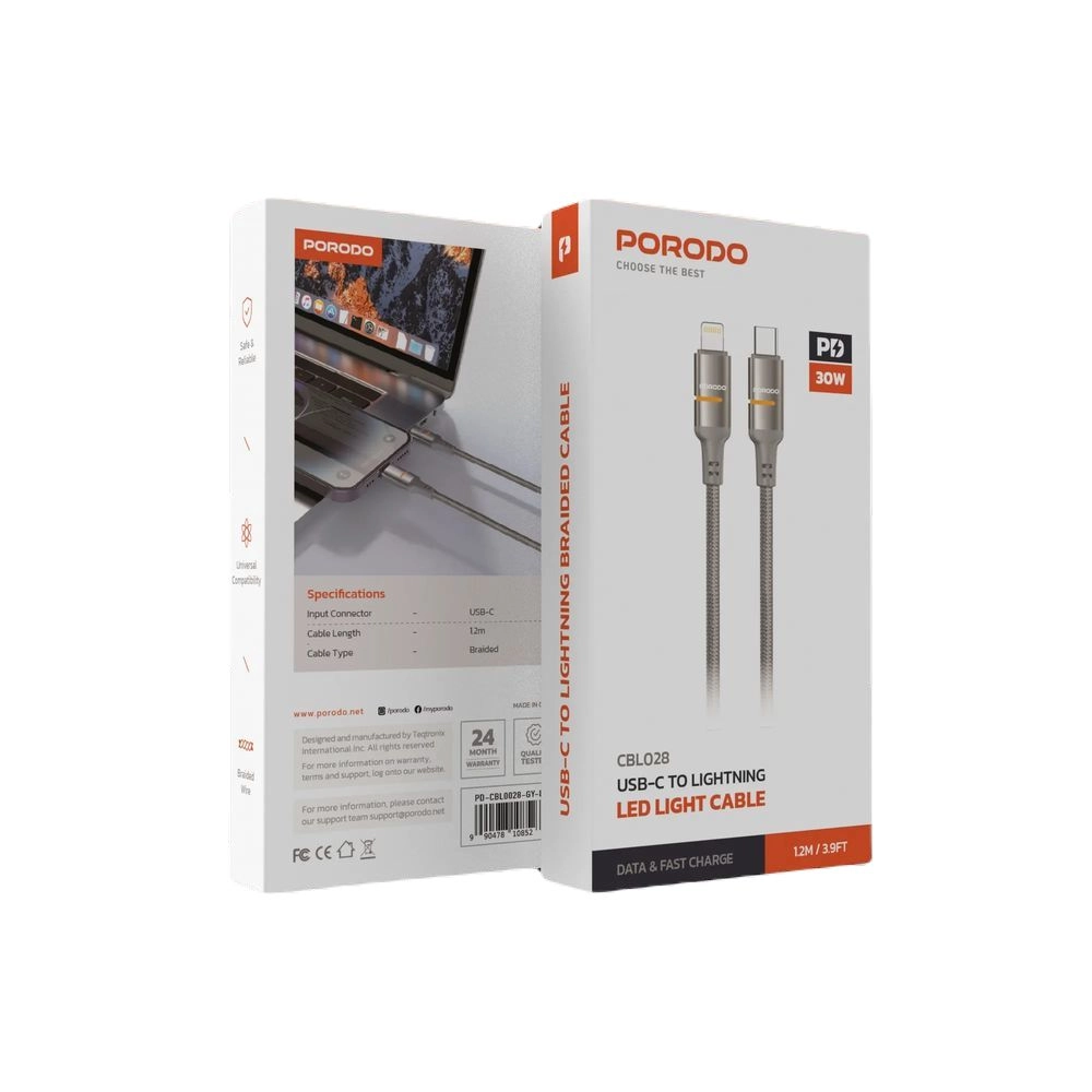 Porodo USB-C To Lightning 30W Cable USB-C to Lightning 1.2m