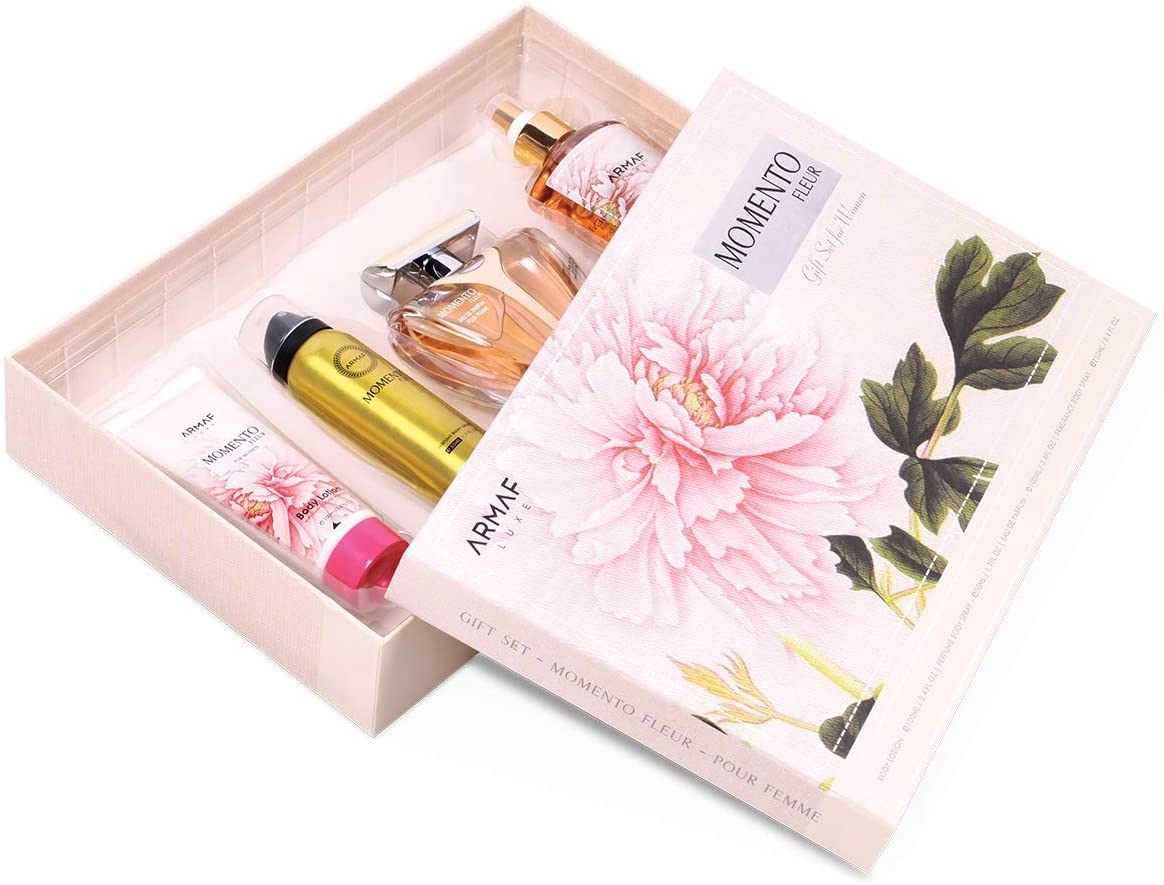 Sterling Perfumes Momento Fleur Eau De Parfum - 100ml + Momento Fleur Body Lotion - 100ml + Momento Fleur Perfumed Body Spray - 50ml + Momento Fleur Fragrance Body Spray - 250ml