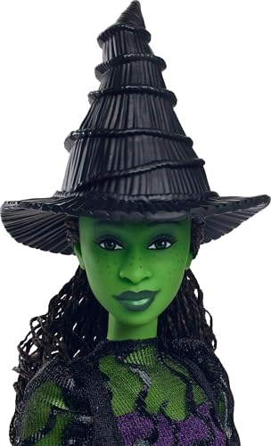 Elphaba Fashion Doll - Green skin Black braided hair Sheer black dress