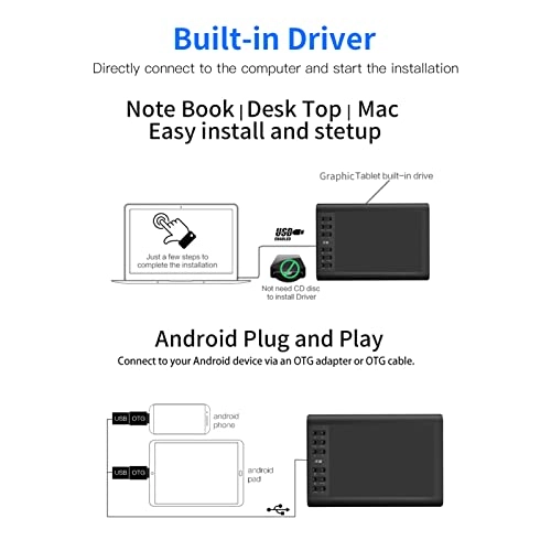 Graphics Drawing Tablet - 10x6 Inch 8192 Levels